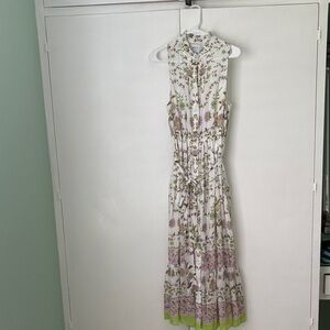 Misa Los Angeles Floral Maxi Dress - White, Green, and Purple
